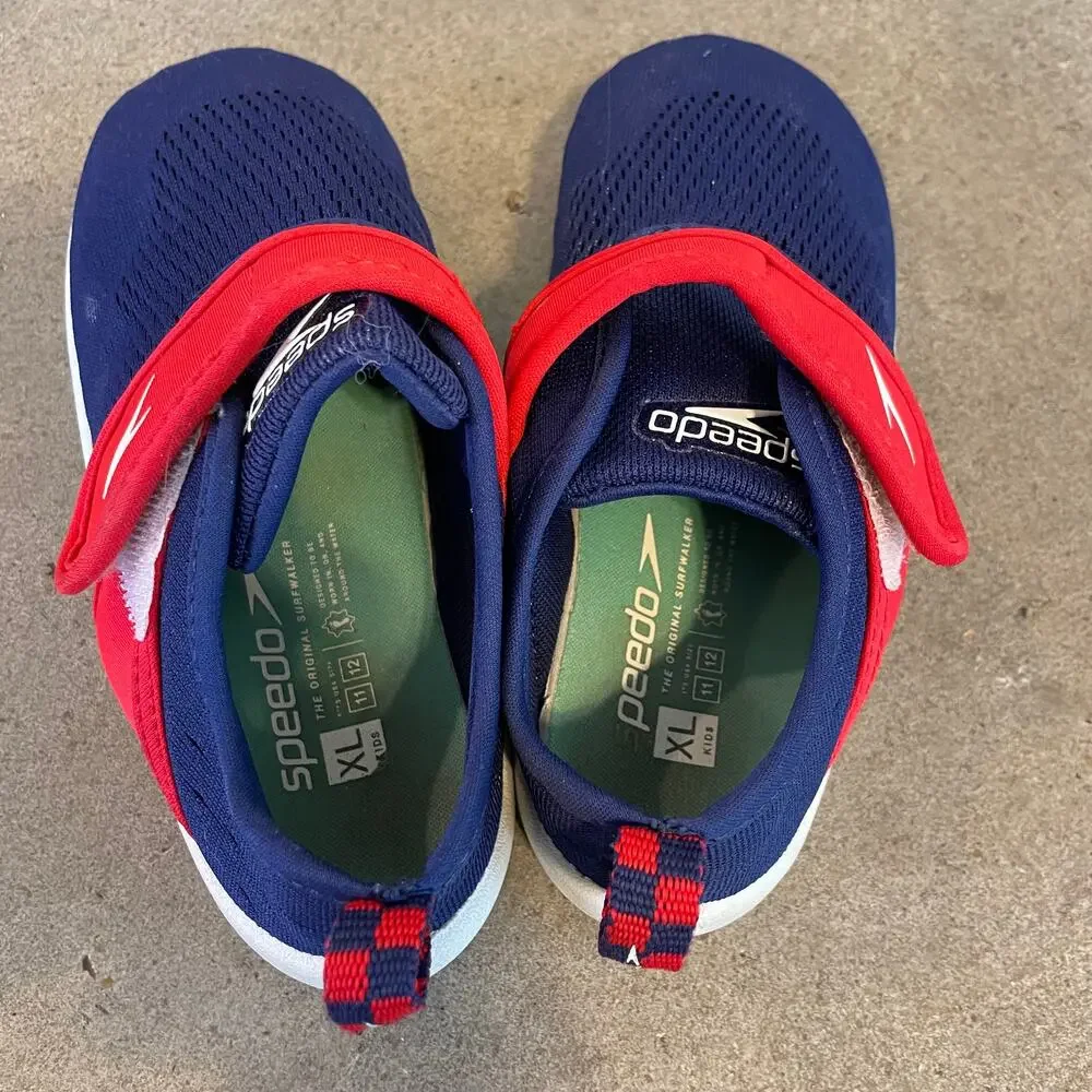 Speedo navy blue red water shoes boys size 11 outdoor swim soft sneaker